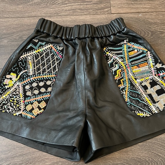 Genuine Leather Shorts with Sequin Detail on pockets, so Dope! - Picture 2 of 6